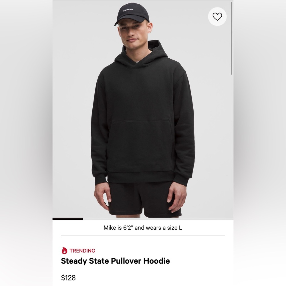 Lululemon Men’s Steady State Pullover Hoodie Black Size Medium